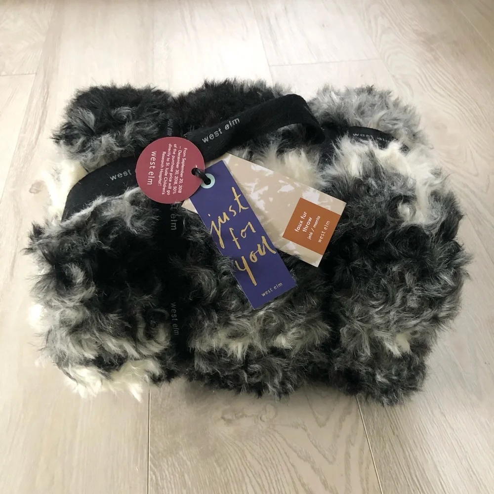 NWT West Elm Faux Fur Shearling Throw Blanket